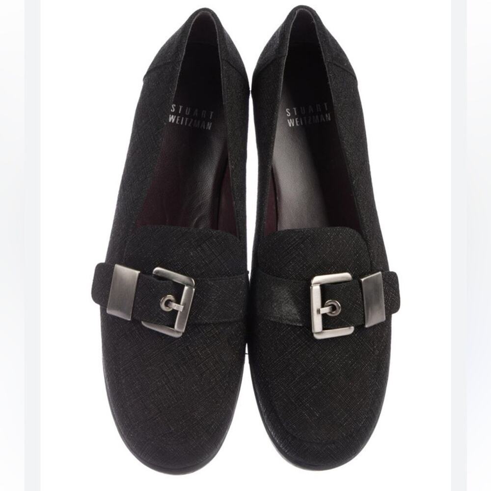 Stuart Weitzman Leather Loafers Minimal Office Buckle Womens Size 8.5 Old Money